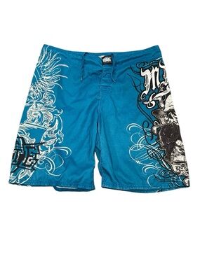 Men's Teal Graphic Swim Trunks